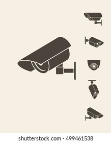 Security camera. Icon set. Abstract cameras on gray background. Vector illustration EPS10