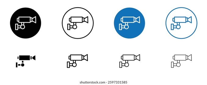 Security Camera icon set in black and blue colors on white background