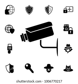 Security camera icon. Set of cybersecurity icons. Signs, outline symbols collection, simple icons for websites, web design, mobile app, info graphics on whte background