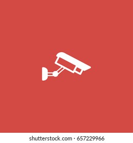 security camera icon. sign design. red background