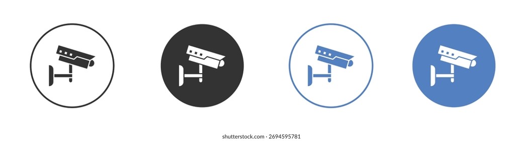 Icono de la cámara de seguridad. Icono de silueta en estilo plano blanco y negro. Eps10