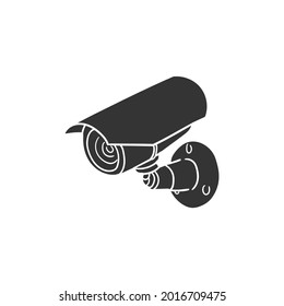 Security Camera Icon Silhouette Illustration. System Protection Vector Graphic Pictogram Symbol Clip Art. Doodle Sketch Black Sign.