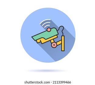 Security camera icon. Simple illustration with long shadow isolated for graphic and web design.