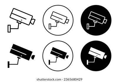 Security camera icon. Smart cctv camera to safe guard private or public property symbol set. Surveillance security camera to protect from crime control vector sign. Video recording spy cctv logo