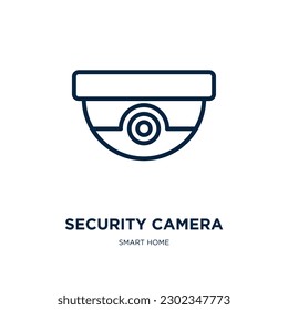 security camera icon from smart home collection. Thin linear security camera, security, surveillance outline icon isolated on white background. Line vector security camera sign, symbol for web and 