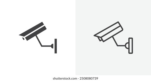 Security camera icon in solid and outlined style