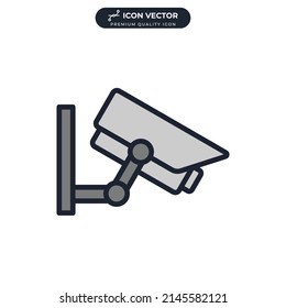 Plantilla de símbolo del icono de la cámara de seguridad para la ilustración vectorial de la colección de diseño gráfico y web