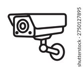 Security camera icon vector illustration. CCTV surveillance system in flat monoline style.