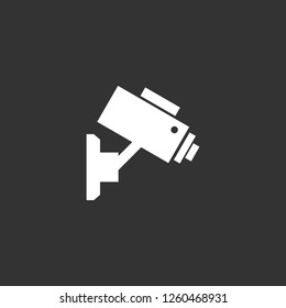 security camera icon vector. security camera sign on black background. security camera icon for web and app