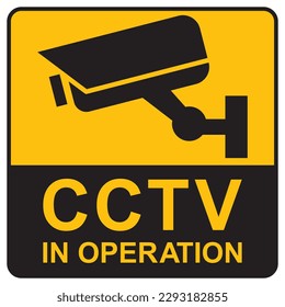 Security camera icon, video surveillance, cctv sign. Yellow square indicating camera operation. Surveillance camera,monitoring, safety home protection system. Fixed CCTV, Security Camera Icon Vector