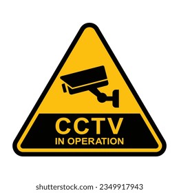 Icono de cámara de seguridad, videovigilancia, señal de cctv. Cuadrado amarillo que indica el funcionamiento de la cámara. Cámara de vigilancia, monitorado, sistema de protección residencial de seguridad. CCTV fija, vector de iconos de cámara de seguridad
