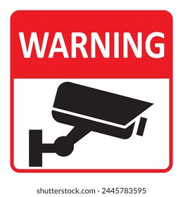 Sicherheitskamera-Symbol, Videoüberwachung, CCTV-Zeichen. Rotes Quadrat zur Anzeige des Kamerabetriebs. Warnüberwachung, Sicherheits-Home-Schutzsystem. Feste CCTV, Sicherheitskamera-Symbol-Vektorgrafik.