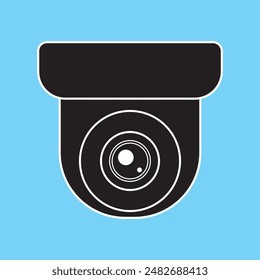 Icono de cámara de seguridad, videovigilancia, señal de cctv. Cámara de vigilancia, monitorado, sistema de seguridad de protección del hogar. CCTV fijo, diseño de ilustración de Plantilla de Vector de icono de cámara de seguridad.