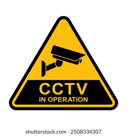 Sicherheitskamera-Symbol, Videoüberwachung, CCTV-Zeichen. Gelbes Dreieck, das den Kamerabetrieb anzeigt. Überwachungskamera, Überwachung, Sicherheits-Home-Schutz-System. Fester CCTV, Sicherheitskamera-Symbol-Vektor