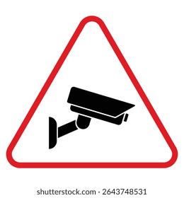 Security camera icon, video surveillance, cctv sign. Triangle indicating camera operation. Surveillance camera,monitoring, safety home protection system. Fixed CCTV, Security Camera Icon Vector.