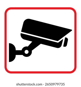 Security camera icon, video surveillance, cctv sign. Square indicating camera operation. Surveillance camera,monitoring, safety home protection system. Fixed CCTV, Security Camera Icon Vector EPS 10