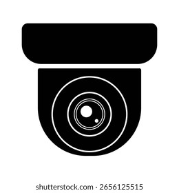 Icono de la cámara de seguridad, videovigilancia, señal de circuito cerrado de televisión. Negro moderno que indica la operación de la cámara. Cámara de vigilancia, monitoreo, sistema de protección de seguridad para el hogar. Fijo CCTV, Vector del icono de la cámara de seguridad.