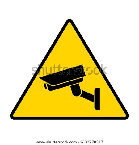 Security camera icon, video surveillance, cctv sign. Yellow triangle indicating camera operation. Surveillance camera,monitoring, safety home protection system. Fixed CCTV, Security Camera Icon Vector