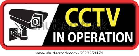 Security camera icon, Warning Sticker for CCTV Camera video surveillance, cc tv sign. Yellow square indicating camera operation. 24 hours monitoring, Fixed CCTV, Security Camera Icon Vector.
