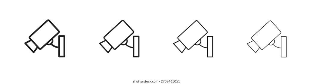 Security camera icons in black simple line elements.