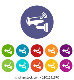 Security camera icons color set vector for any web design on white background