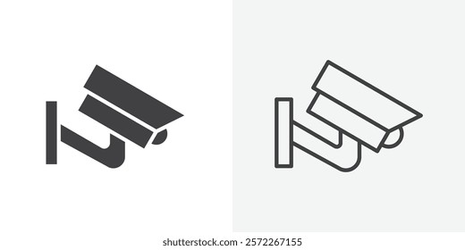 Security camera icons. flat and line style set