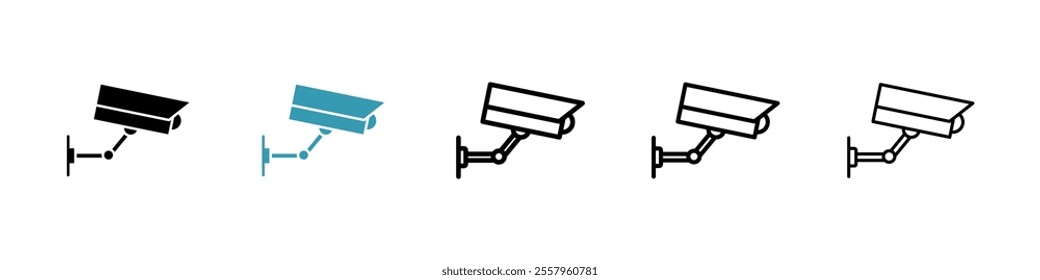 Security camera icons pack in black and blue.