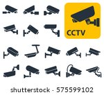 security camera icons, video surveillance, cctv sign set