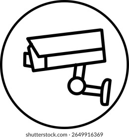 security camera line icon in circle. Digital security icon theme in circle