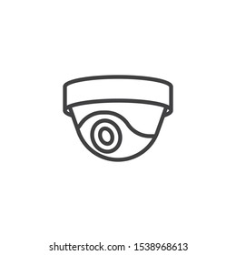 Security camera line icon. Dome CCTV linear style sign for mobile concept and web design. Surveillance dome camera outline vector icon. Symbol, logo illustration. Vector graphics