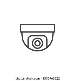 Security camera line icon. Dome CCTV linear style sign for mobile concept and web design. Surveillance dome camera outline vector icon. Symbol, logo illustration. Vector graphics