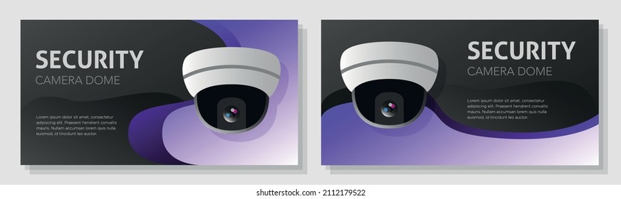 Security Camera Modern Banner Template Set, Property Safety Cam Advertisement, Surveillance Video Ad, Flyer Leaflet Concept, Isolated On Background.