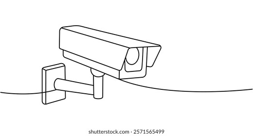 Security camera one line continuous drawing. Video surveillance. Vector illustration