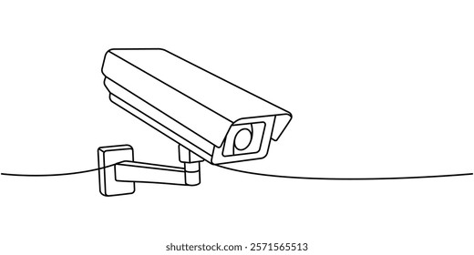 Security camera one line continuous drawing. Security surveillance system. Vector illustration