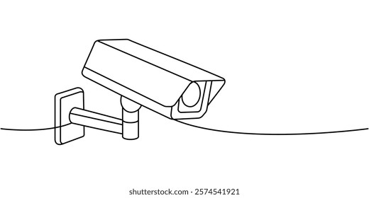 Security camera one line continuous drawing. Security surveillance system. Vector illustration