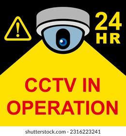 "Security camera in operation" signboard illustration