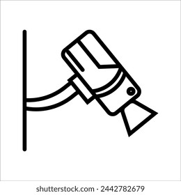 Security camera - outline black icon. Editable stroke. Vector illustration