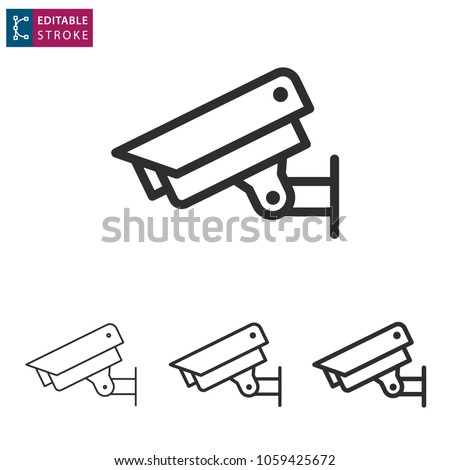 Security camera - outline black icon. Editable stroke. Vector illustration Stock photo © 