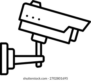 Icono del contorno de la cámara de seguridad, sistema de vigilancia