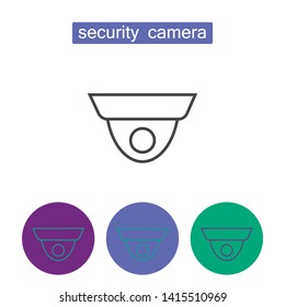 Security camera outline icons set. Editable stroke safety technology sign for mobile app. Digital security service vector illustration isolated on white background. Surveillance and monitoring.