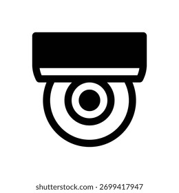 Câmera de segurança. Ícone de vetor de traçado com contorno e detalhes preenchidos em preto.