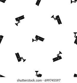 Security camera pattern repeat seamless in black color for any design. Vector geometric illustration