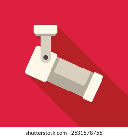 Security camera pointing right casting a shadow on red background