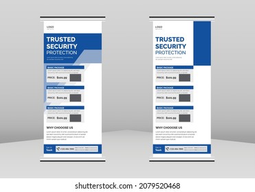 security camera Roll up Banner Design, Real-time security camera Roll up leaflet template. Security protection camera installation service flyer poster DL Flyer, Trend Business Roll Up Banner Design