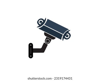 Security camera service line black icon on white background. Modern cc tv icon. Spy camera silhouette hotel illustration icon raster.