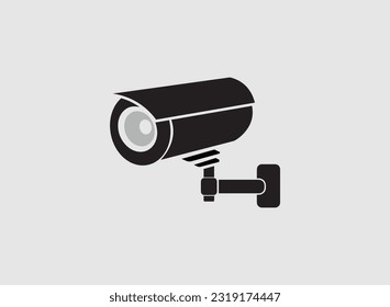 Icono de la línea de servicio de la cámara de seguridad en el fondo blanco. Icono moderno de la tv de cc. Silueta de cámara espía Ister de ilustración de hotel.