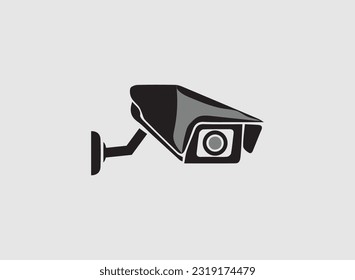 Security camera service line black icon on white background. Modern cc tv icon. Spy camera silhouette hotel illustration icon raster.