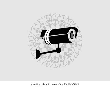 Security camera service line black icon on white background. Modern cc tv icon. Spy camera silhouette hotel illustration icon raster.