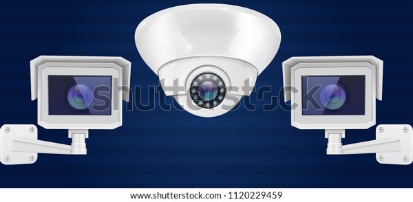 Security Camera Set Wall Ceiling Mount Stock Vector Royalty Free