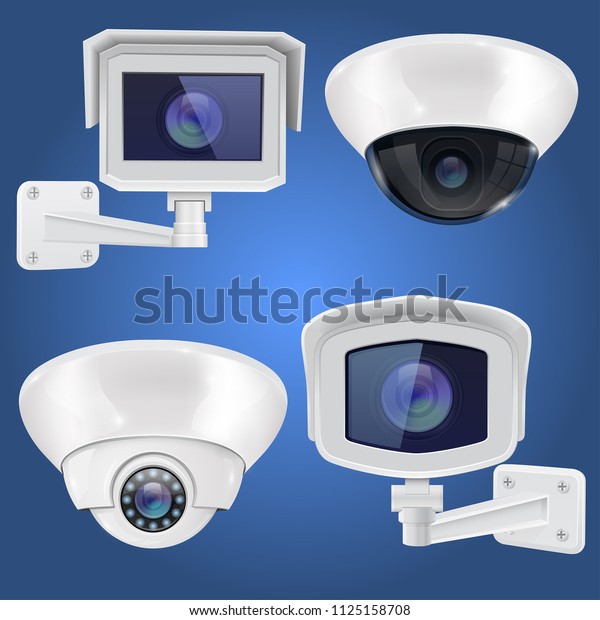 Security Camera Set Wall Ceiling Mount Stock Vector Royalty Free